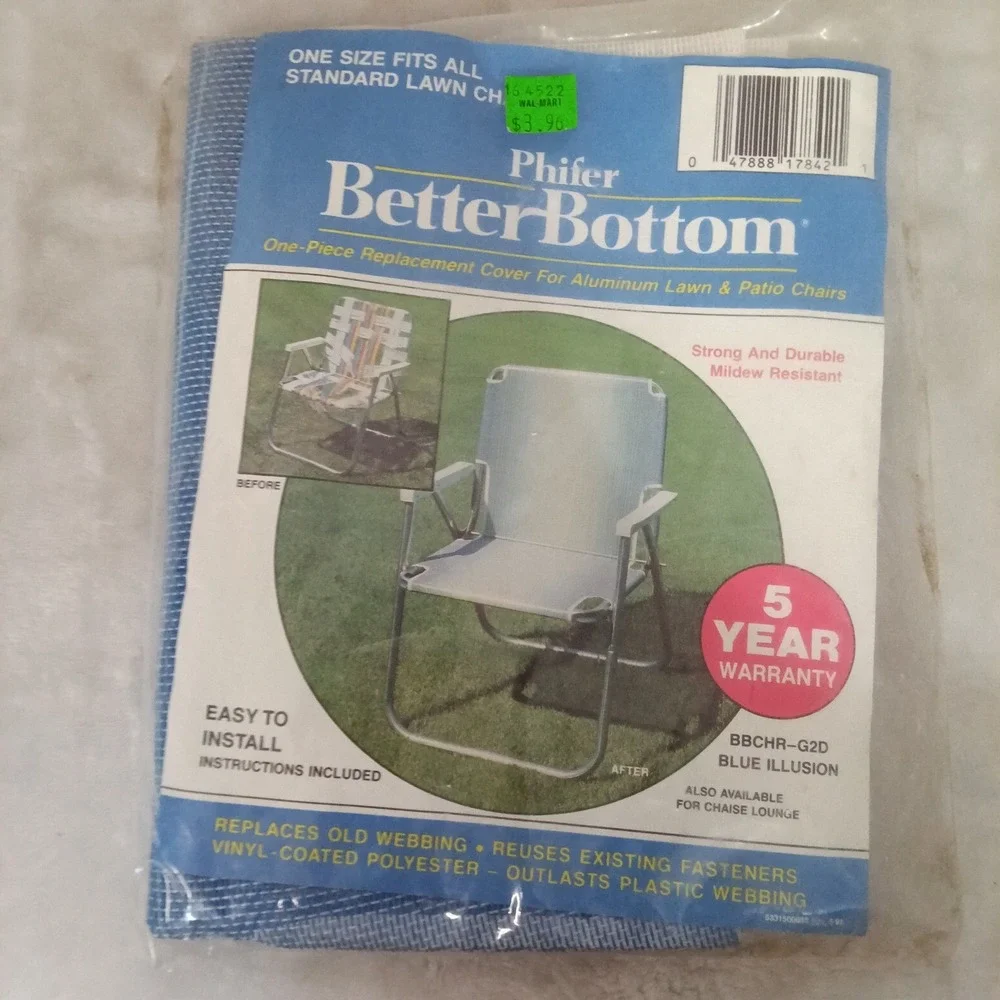 Phifer Better Bottom Lawn Chair Replacement Cover Blue Illusion New